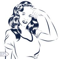 Woman vector portrait on a background N3