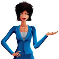 Bright drawing of gorgeous brunette sexy mulatto business lady