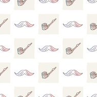 Hipster seamless pattern with mustaches and tobacco pipe