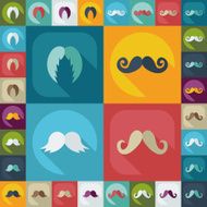 Flat modern design with shadow icon mustache N59