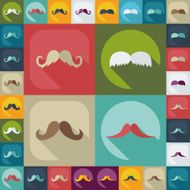 Flat modern design with shadow icon mustache N61