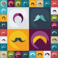 Flat modern design with shadow icon mustache N62
