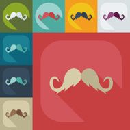 Flat modern design with shadow icon mustache N76