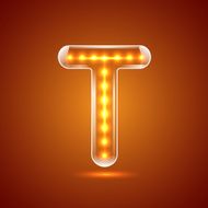 Glowing font illuminated letters Capital letter T