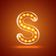 Glowing font illuminated letters Capital letter S