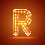 Glowing font illuminated letters Capital letter R