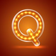 Glowing font illuminated letters Capital letter Q