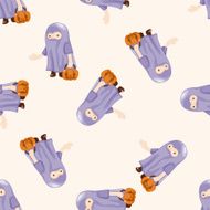 Halloween party costume cartoon seamless pattern background N7