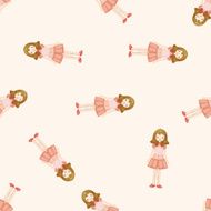 lady girl cartoon seamless pattern background N10