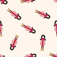 lady girl cartoon seamless pattern background N11