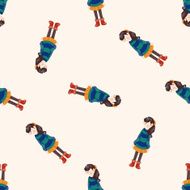 lady girl cartoon seamless pattern background N12