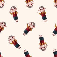 family grandmother character cartoon seamless pattern background N2