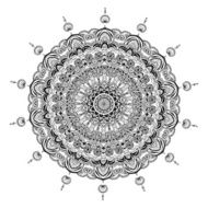 Ornament black white card with mandala