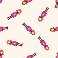 lady girl cartoon seamless pattern background N14
