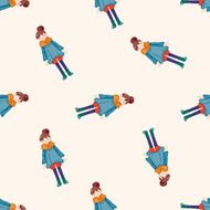 lady girl cartoon seamless pattern background N15