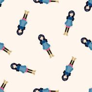 lady girl cartoon seamless pattern background N16