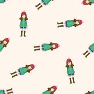 lady girl cartoon seamless pattern background N17
