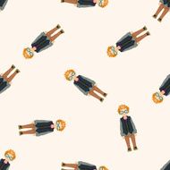 boy man cartoon seamless pattern background N4