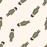 boy man cartoon seamless pattern background N6