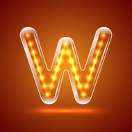 Glowing font illuminated letters Capital letter W