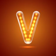 Glowing font illuminated letters Capital letter V