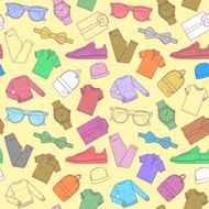 Seamless pattern of mens clothing items