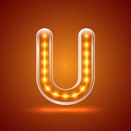 Glowing font illuminated letters Capital letter U