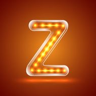 Glowing font illuminated letters Capital letter Z