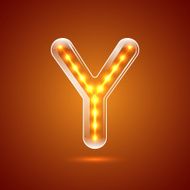 Glowing font illuminated letters Capital letter Y