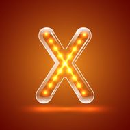 Glowing font illuminated letters Capital letter X