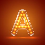 Glowing font illuminated letters Capital letter A