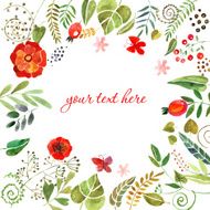 frame of painted watercolor colorful flowers N3