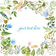 frame of painted watercolor colorful flowers N4