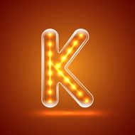 Glowing font illuminated letters Capital letter K