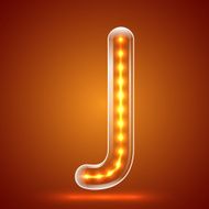 Glowing font illuminated letters Capital letter J