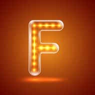 Glowing font illuminated letters Capital letter F
