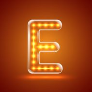 Glowing font illuminated letters Capital letter E