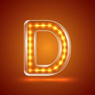 Glowing font illuminated letters Capital letter D