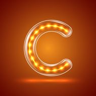 Glowing font illuminated letters Capital letter C
