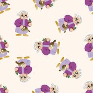 family grandmother character cartoon seamless pattern background N3