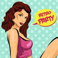 Woman vector portrait on a background N6