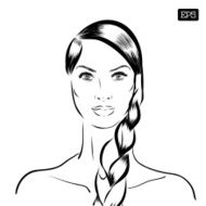 Woman vector portrait on a background N10