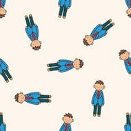 boy man cartoon seamless pattern background N15