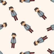 boy man cartoon seamless pattern background N16