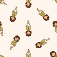 lady girl cartoon seamless pattern background N19
