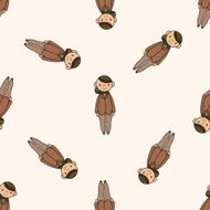 lady girl cartoon seamless pattern background N21