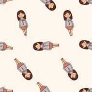 lady girl cartoon seamless pattern background N22