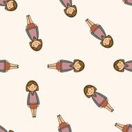lady girl cartoon seamless pattern background N23