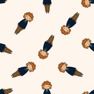 lady girl cartoon seamless pattern background N24