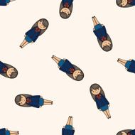lady girl cartoon seamless pattern background N25